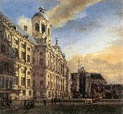 Jan van der Heyden Amsterdam, Dam Square with the Town Hall and the Nieuwe Kerk Sweden oil painting artist